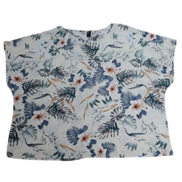 Host Pick *** EMERY ROSE Plus size 5X white floral palm leaves sleeveless - Picture 6 of 6